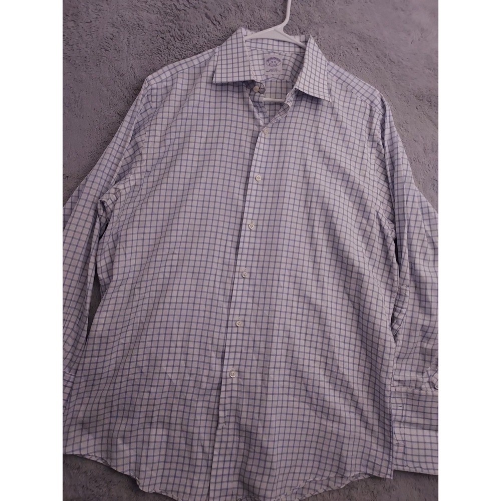 Brooks Brothers Shirt Mens 16 32 French Cuff White Blue Made USA Dress Formal